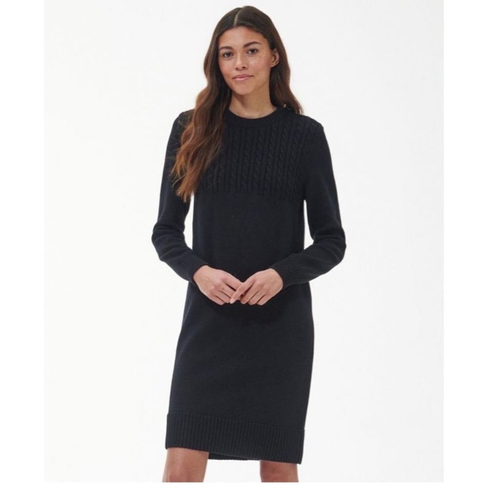 Barbour Sweater Dress Size 10 Black Mini Long Sleeve Capsule Minimalist